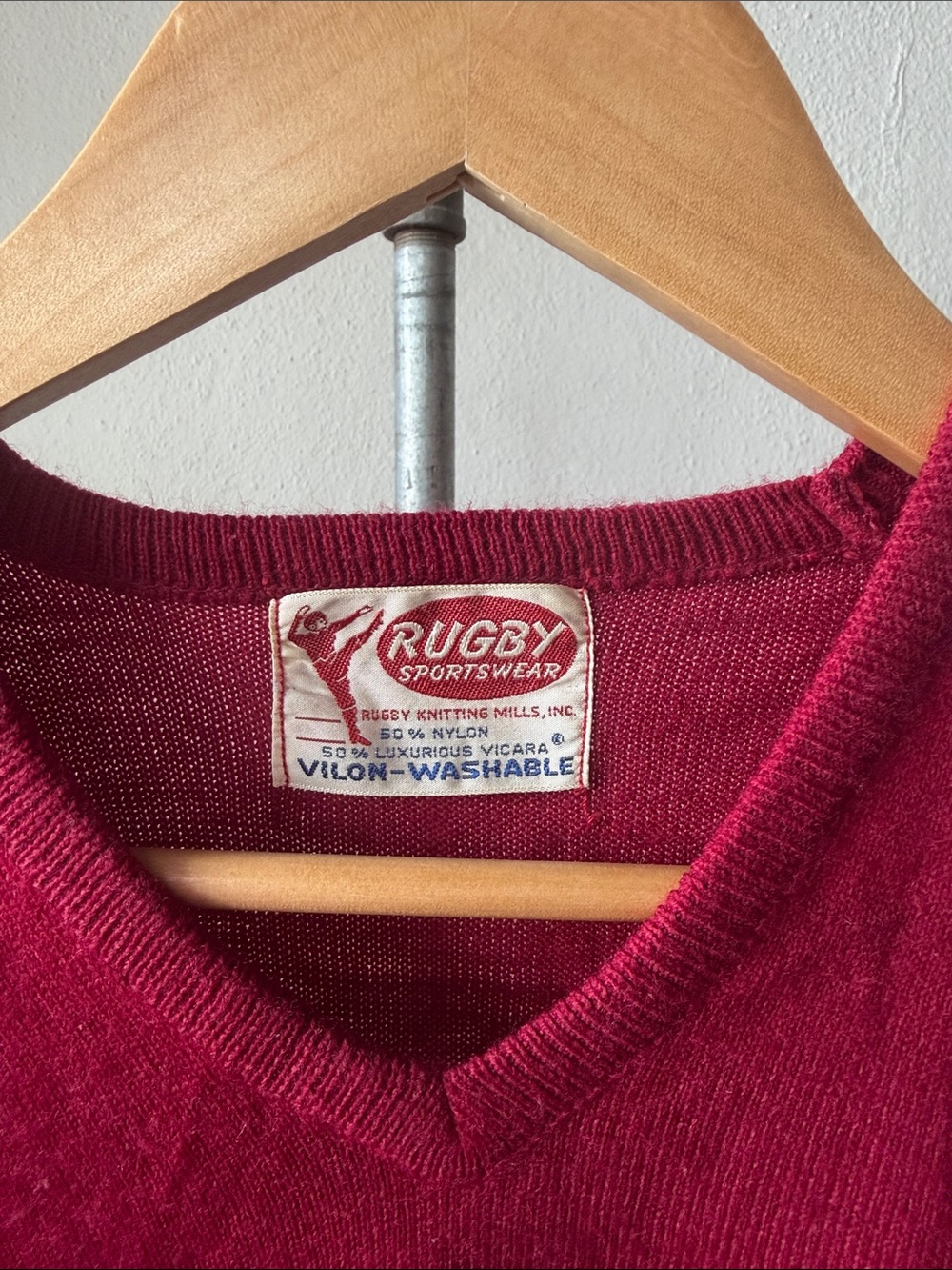 Vintage 1950s Rugby Sportswear V neck Sweater - Picture 2 of 3
